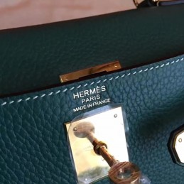 Replica Hermes Green Kelly 28 Palladium Hardware Bag