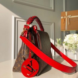 Replica Louis Vuitton Brown Monogram Red Braided Handle Beaubourg