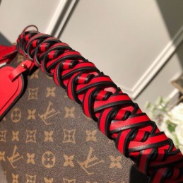 Replica Louis Vuitton Brown Monogram Red Braided Handle Beaubourg