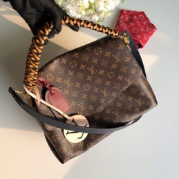 Replica Louis Vuitton Brown Monogram Black Braided Handle Beaubourg