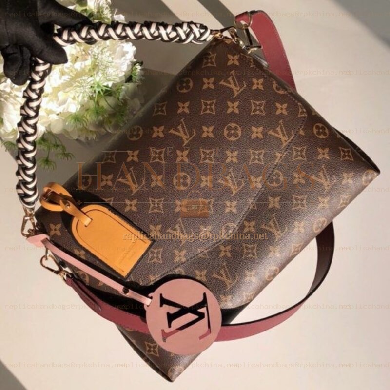 Replica Louis Vuitton Brown Monogram Orange Handle Beaubourg
