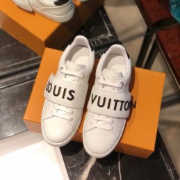 Replica Louis Vuitton White Black Letter Strap Low-Top Sneakers