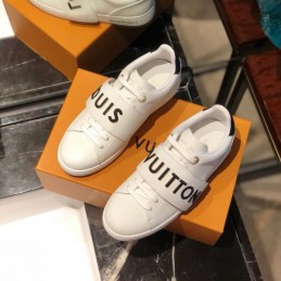 Replica Louis Vuitton White Black Letter Strap Low-Top Sneakers