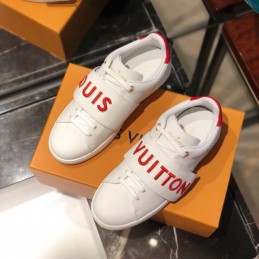 Replica Louis Vuitton White Red Letter Strap Sneakers