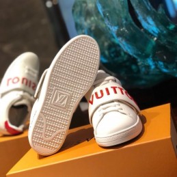 Replica Louis Vuitton White Red Letter Strap Sneakers