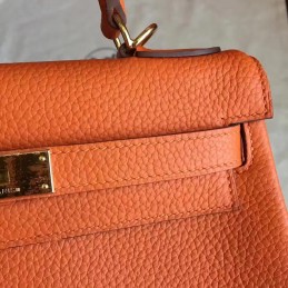 Replica Hermes Orange Kelly 28 Gold Hardware Bag