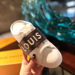 Replica Louis Vuitton White Brown Letter Strap Sneakers