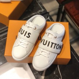 Replica Louis Vuitton White Black Letter Strap Sneakers
