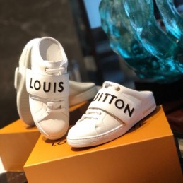 Replica Louis Vuitton White Black Letter Strap Sneakers