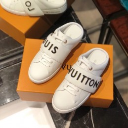 Replica Louis Vuitton White Black Letter Strap Sneakers
