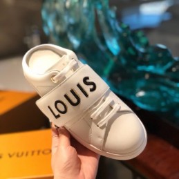 Replica Louis Vuitton White Black Letter Strap Sneakers