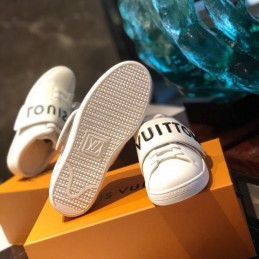 Replica Louis Vuitton White Black Letter Strap Sneakers