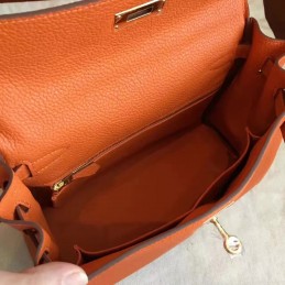 Replica Hermes Orange Kelly 28 Gold Hardware Bag