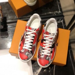 Replica Louis Vuitton White Red Floral Low-Top Sneakers