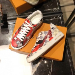 Replica Louis Vuitton White Red Floral Low-Top Sneakers
