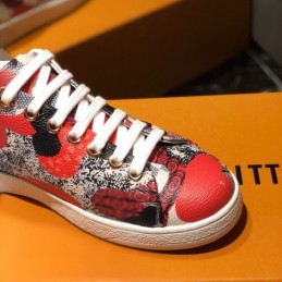 Replica Louis Vuitton White Red Floral Low-Top Sneakers