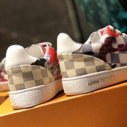 Replica Louis Vuitton White Red Floral Low-Top Sneakers