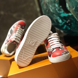 Replica Louis Vuitton White Red Floral Low-Top Sneakers