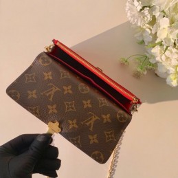 Replica Louis Vuitton Red Patent Cherrywood Chain Wallet