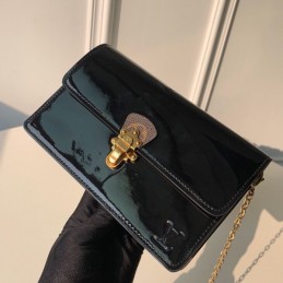Replica Louis Vuitton Black Patent Cherrywood Chain Wallet