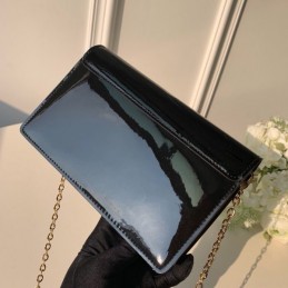 Replica Louis Vuitton Black Patent Cherrywood Chain Wallet
