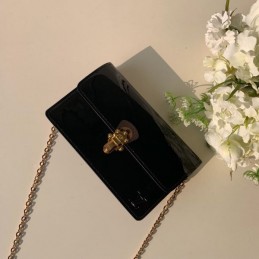 Replica Louis Vuitton Black Patent Cherrywood Chain Wallet