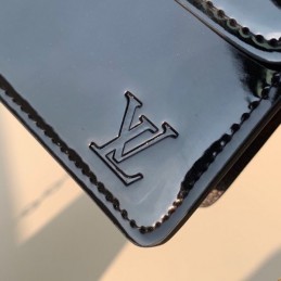Replica Louis Vuitton Black Patent Cherrywood Chain Wallet