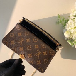 Replica Louis Vuitton Black Patent Cherrywood Chain Wallet