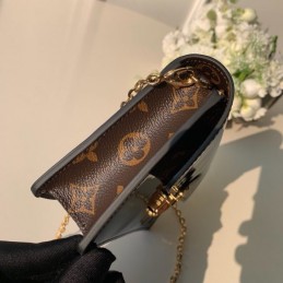 Replica Louis Vuitton Black Patent Cherrywood Chain Wallet