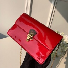 Replica Louis Vuitton Bright Red Patent Cherrywood Chain Wallet