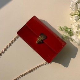 Replica Louis Vuitton Bright Red Patent Cherrywood Chain Wallet