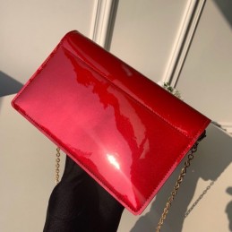 Replica Louis Vuitton Bright Red Patent Cherrywood Chain Wallet