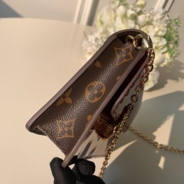 Replica Louis Vuitton Bright Red Patent Cherrywood Chain Wallet