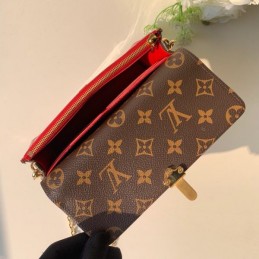 Replica Louis Vuitton Bright Red Patent Cherrywood Chain Wallet