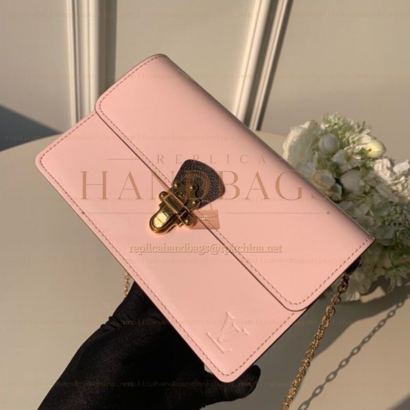 Replica Louis Vuitton Pale Pink Cherrywood Chain Wallet