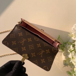 Replica Louis Vuitton Pale Pink Cherrywood Chain Wallet