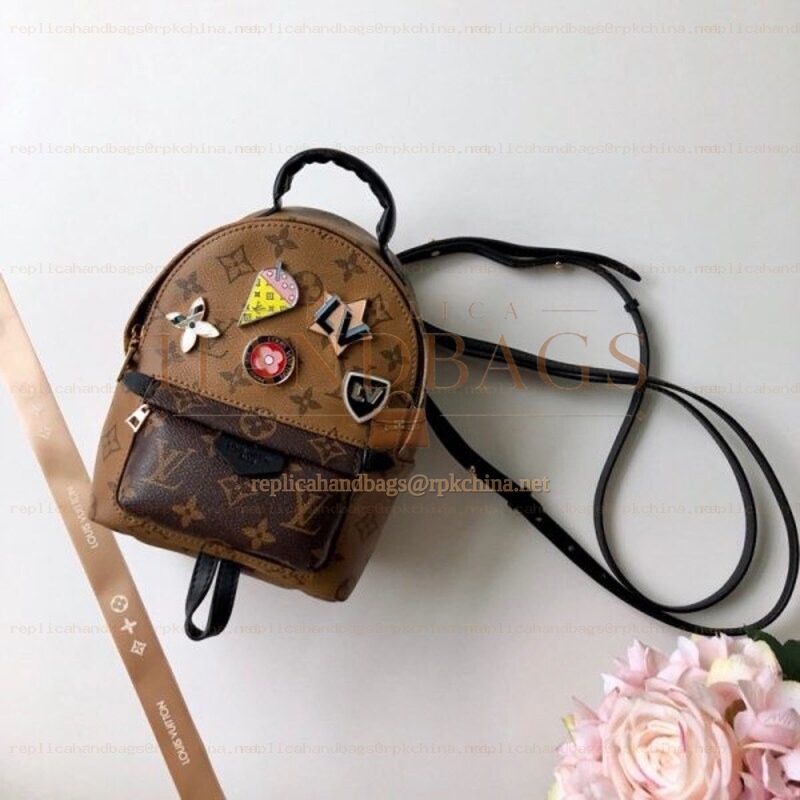 Replica Louis Vuitton Brown Monogram Patch Palm Springs Backpack Mini