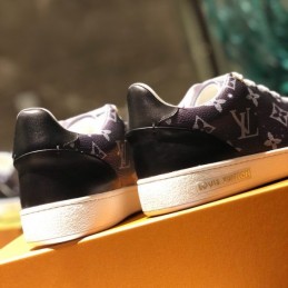 Replica Louis Vuitton Black Monogram Low-Top Sneakers