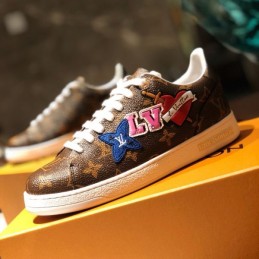 Replica Louis Vuitton Brown Monogram Multicolor Logo Sneakers