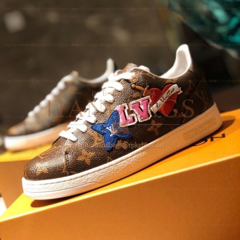 Replica Louis Vuitton Brown Monogram Multicolor Logo Sneakers
