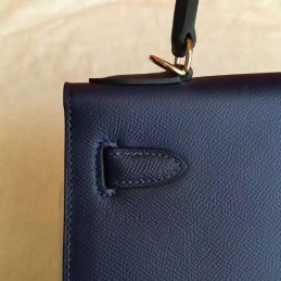 Replica Hermes Navy Beige Kelly 28 Gold Hardware Bag