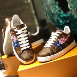 Replica Louis Vuitton Brown Monogram Multicolor Logo Sneakers