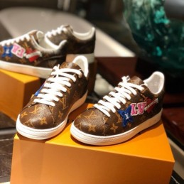 Replica Louis Vuitton Brown Monogram Multicolor Logo Sneakers