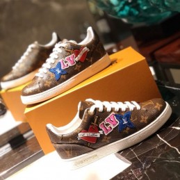 Replica Louis Vuitton Brown Monogram Multicolor Logo Sneakers