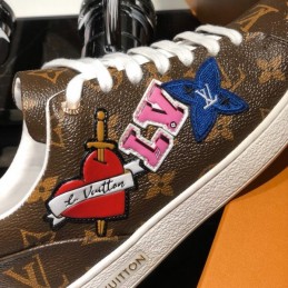 Replica Louis Vuitton Brown Monogram Multicolor Logo Sneakers