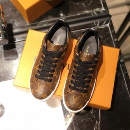 Replica Louis Vuitton Brown Monogram Black Low-Top Sneakers - Style 2