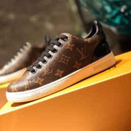 Replica Louis Vuitton Brown Monogram Black Low-Top Sneakers - Style 2