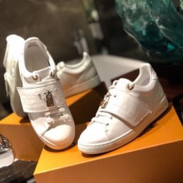 Replica Louis Vuitton White Buckle Strap Sneakers