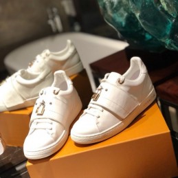 Replica Louis Vuitton White Buckle Strap Sneakers