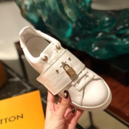 Replica Louis Vuitton White Buckle Strap Sneakers